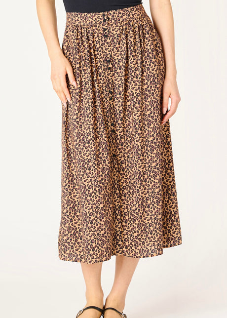 Button Front Midi Skirt