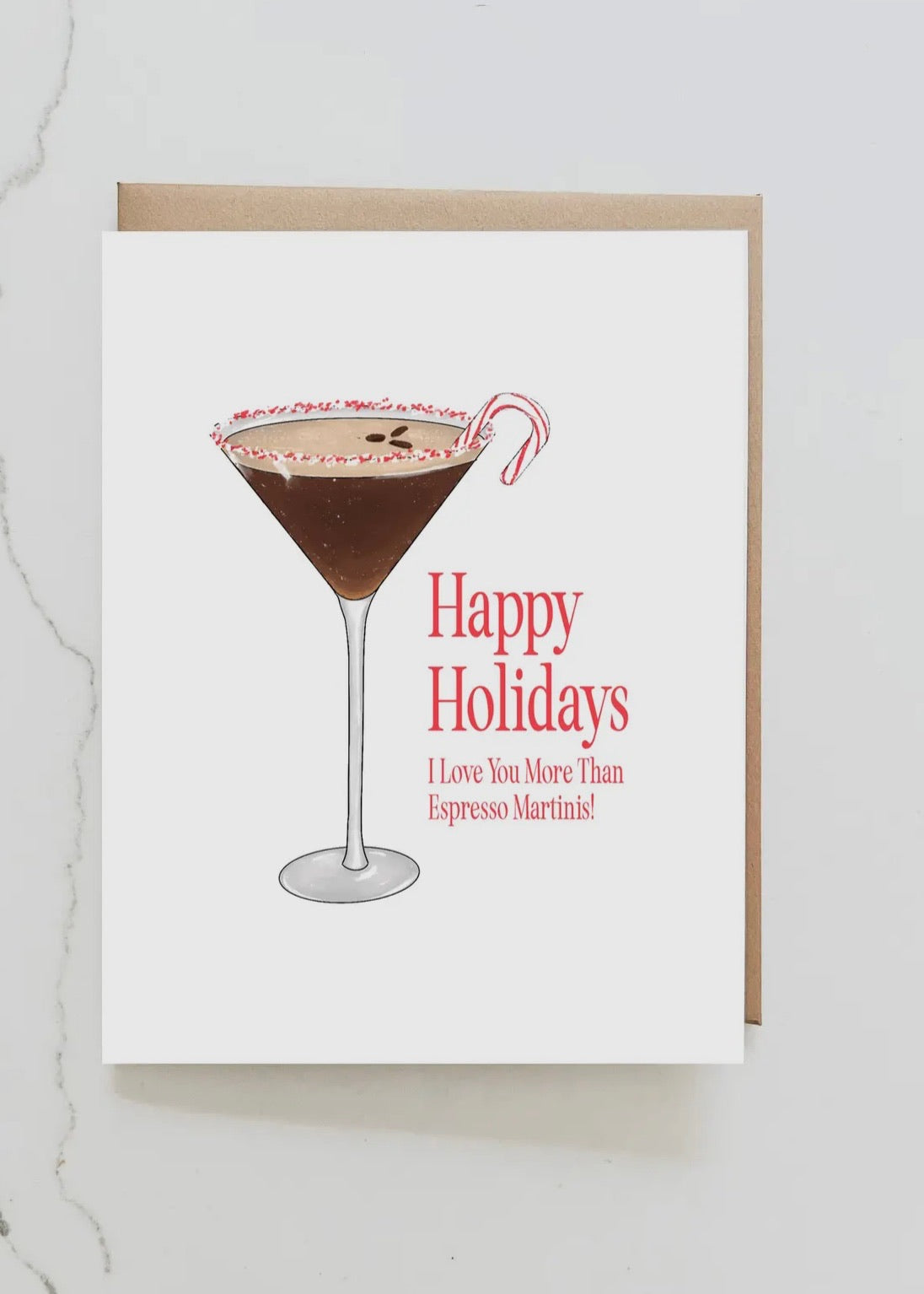 Espresso Martini Candy Cane Card