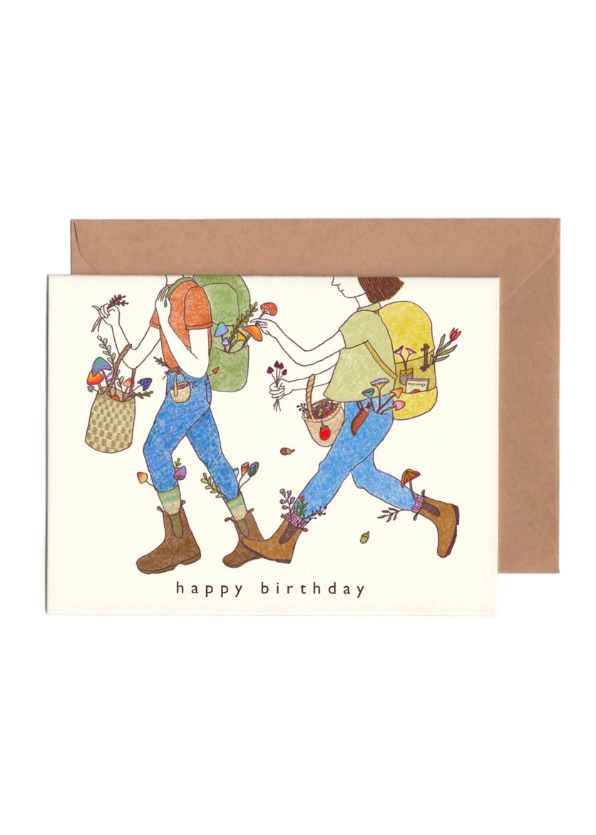 Mushroom Picking Birthday Card