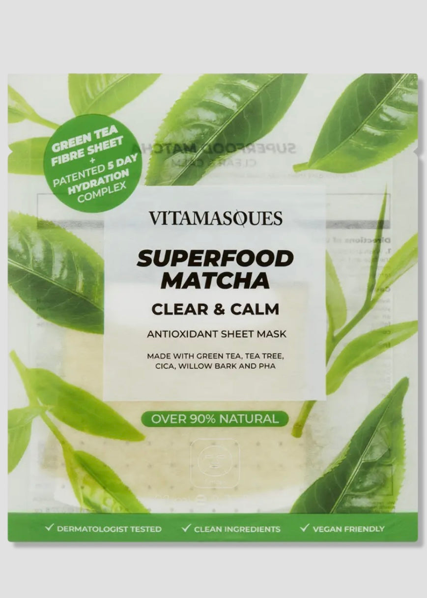 Superfood Matcha Clear & Calm Antioxidant Face Sheet Mask