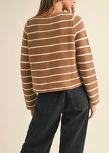 Caramelo Tie Front Stripe Cardigan