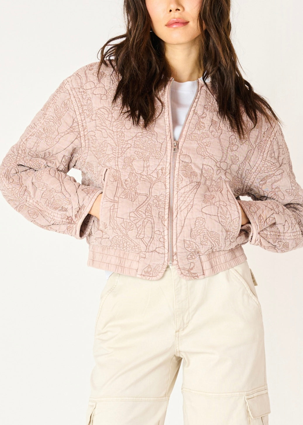 Floral Quilted Bomber Jacket