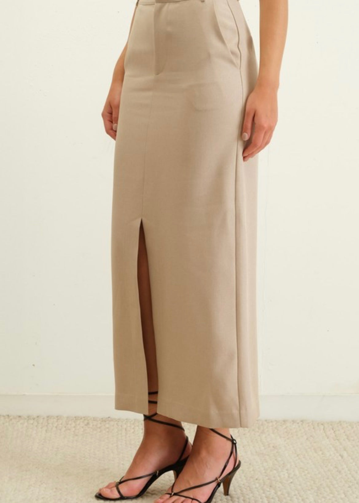 Tully Front Slit Midi Skirt