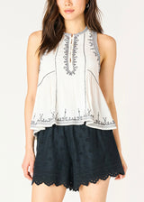 Sleeveless Embroidered Top