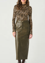 High Neck Draped Cheetah Long Sleeve