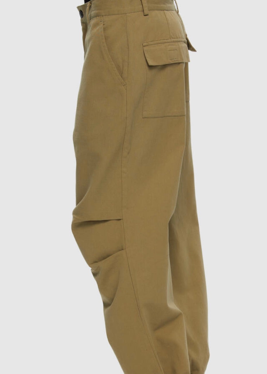 IMPERFECT Twill Parachute Joggers in Khaki Taupe