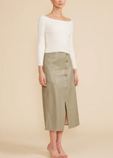 Francisco Button Detail Midi Skirt