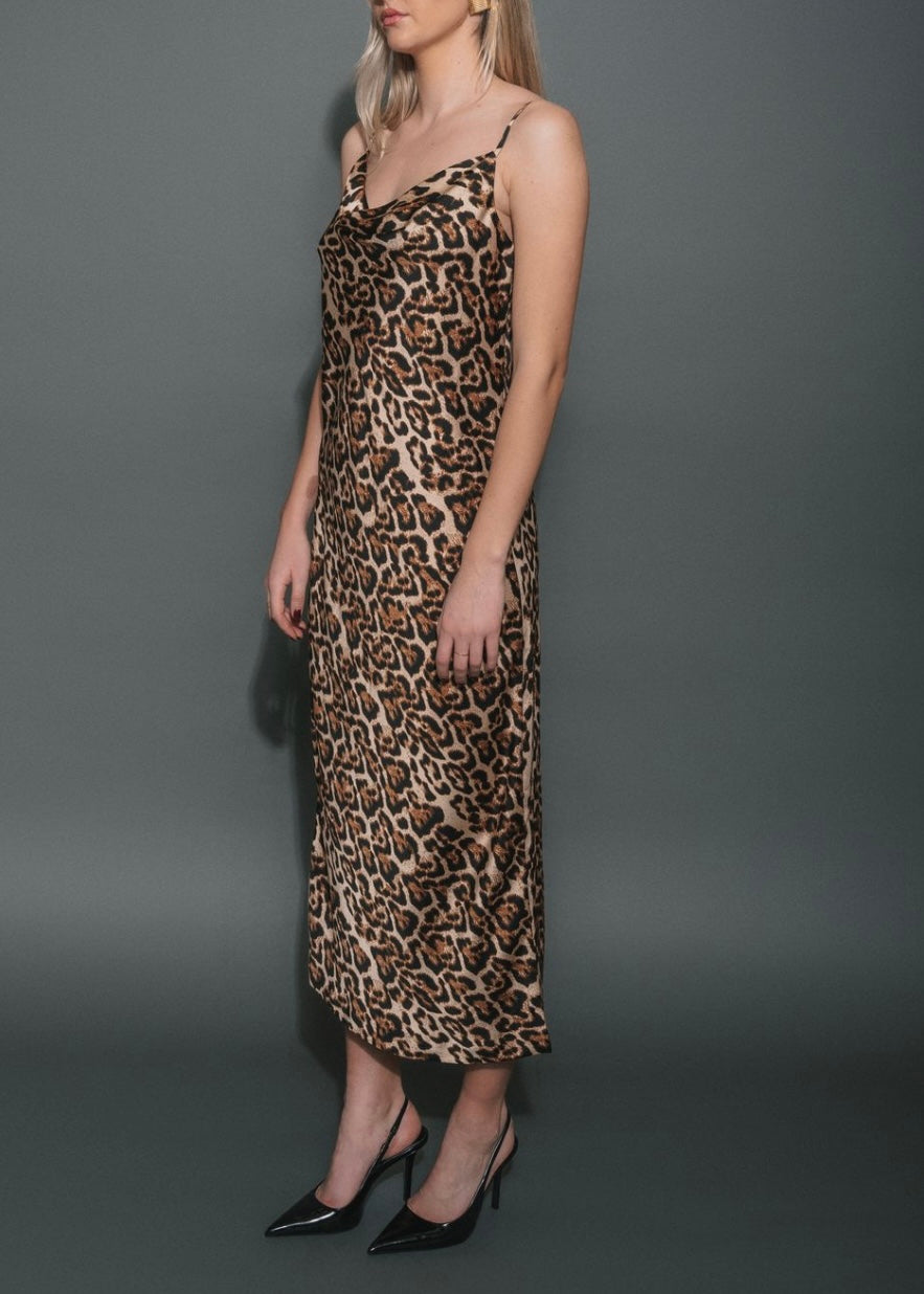 Crepe Maxi Dress w/ Cowl Neck