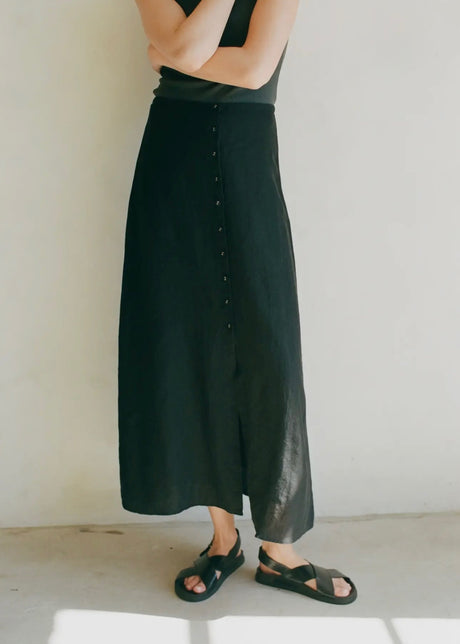 Adele Button Down Midi Skirt