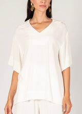 London Linen Collared Short Sleeve Top