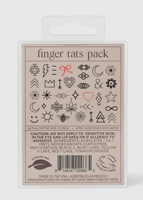 Finger Tats Temporary Tattoo Pack