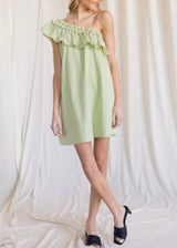 Pistachio One Shoulder Dress