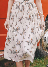 Vintage Floral Pleated Midi Dress