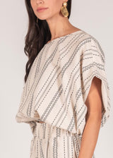 Talon Print Linen Billowy Top