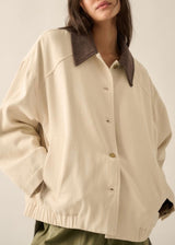 Corduroy Collar Oversize Twill Barn Jacket