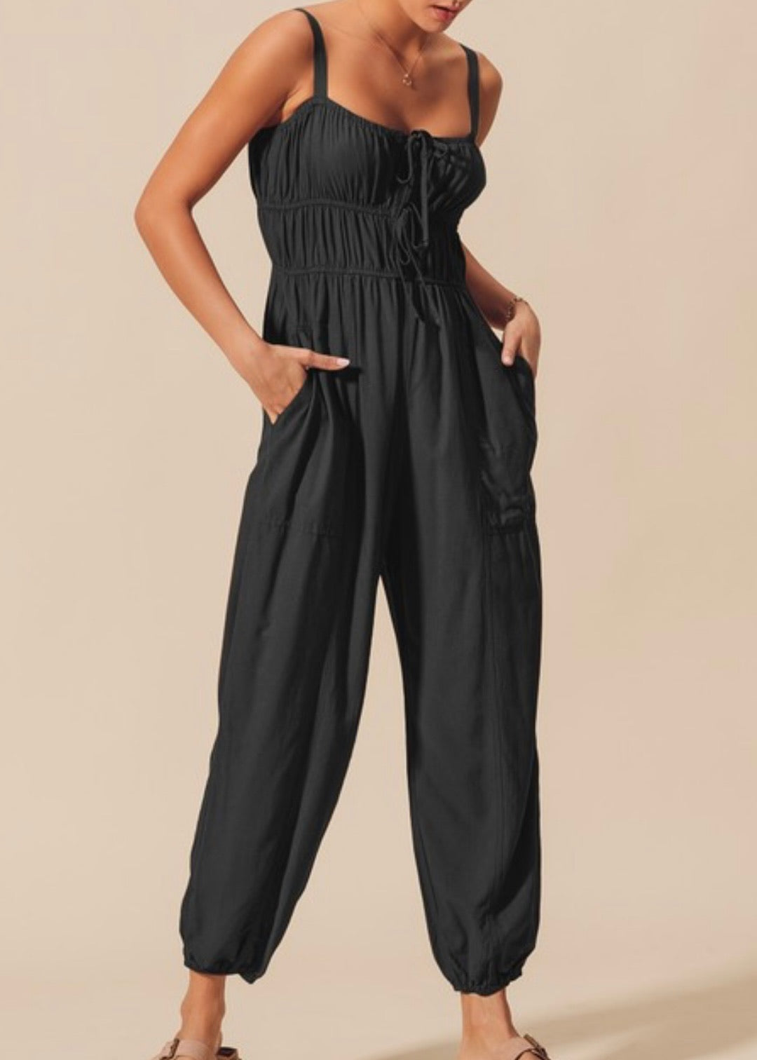 Faro Shirred Front Jogger Jumpsuit