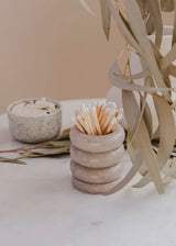 Ceramic Match Pot in Speckled Grey