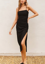 IMPERFECT Moonlight Ruched Side Slit Dress