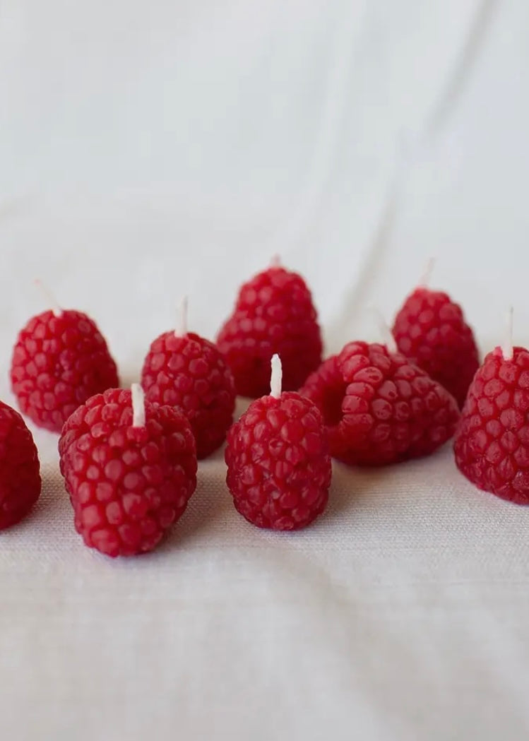 Beeswax Raspberry Birthday Candles