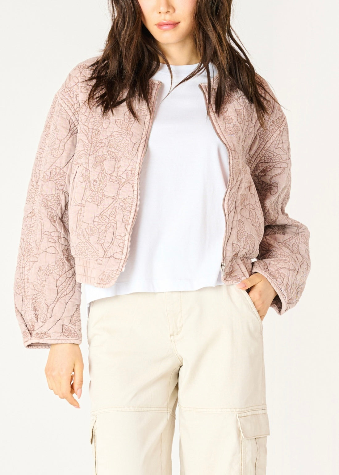 Floral Quilted Bomber Jacket