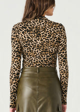 High Neck Draped Cheetah Long Sleeve