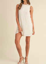 Sonja Sequin Shift Dress with Back Tie