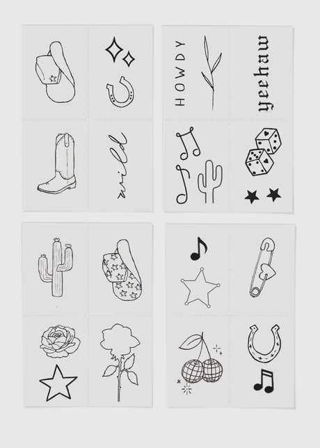 Disco Cowgirl Temporary Tattoo Pack