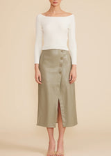 Francisco Button Detail Midi Skirt