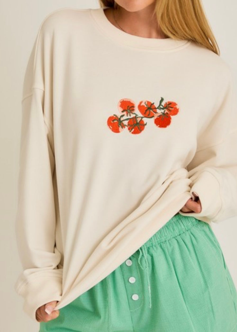 Tomato Vine Embroidered Sweatshirt