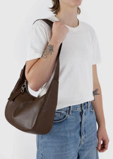 Medium Recycled Leather Crescent Bag