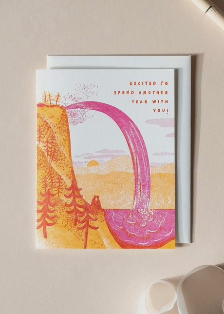 Waterfall Sunset Card