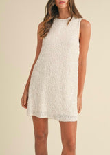 Sonja Sequin Shift Dress with Back Tie