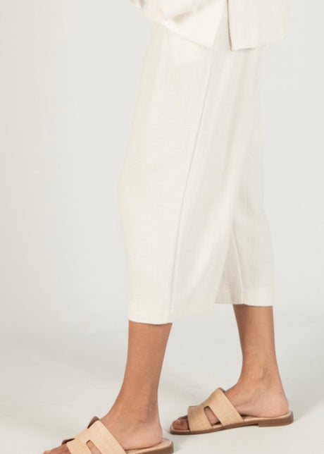 Linen Culotte Elastic Waist Band Pants