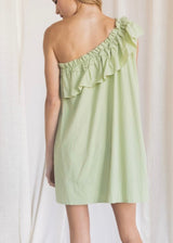 Pistachio One Shoulder Dress