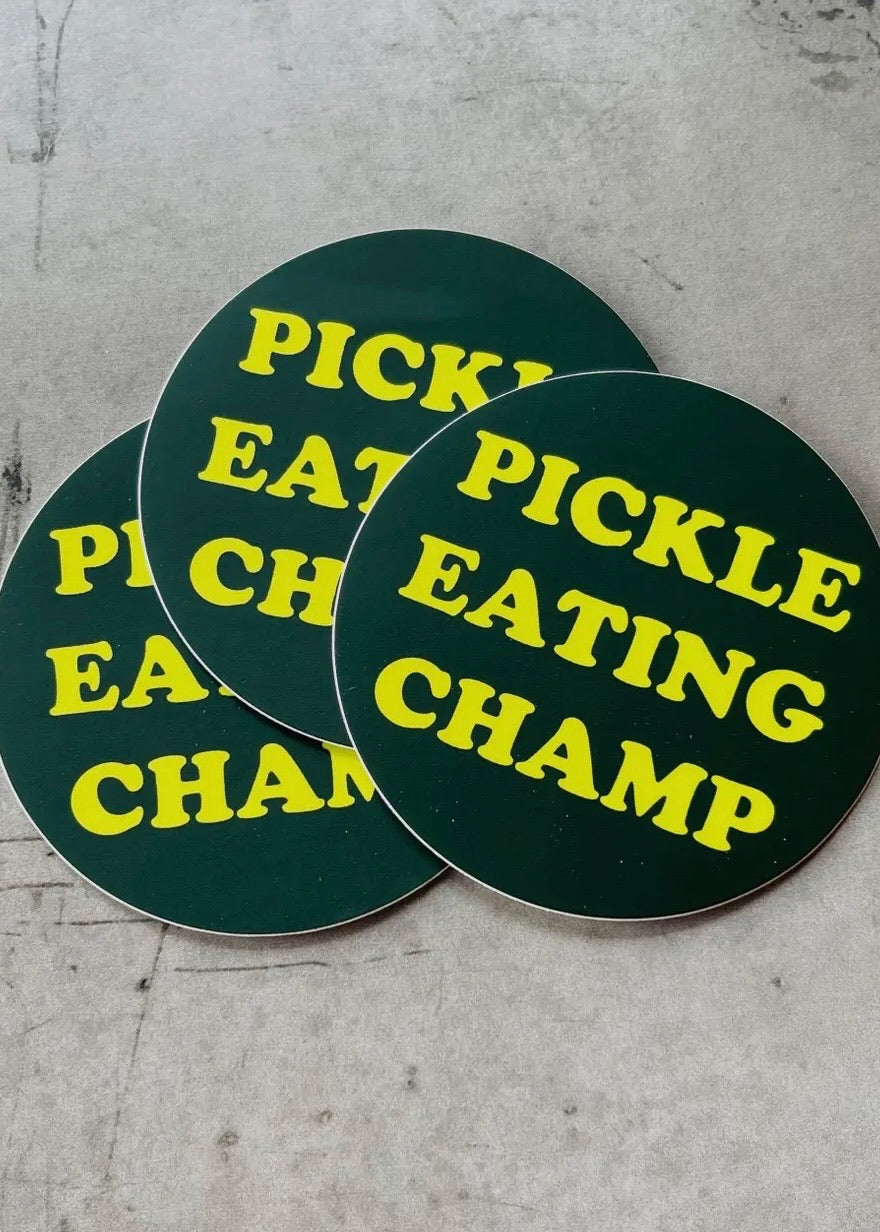 Pickle Eating Champ Sticker