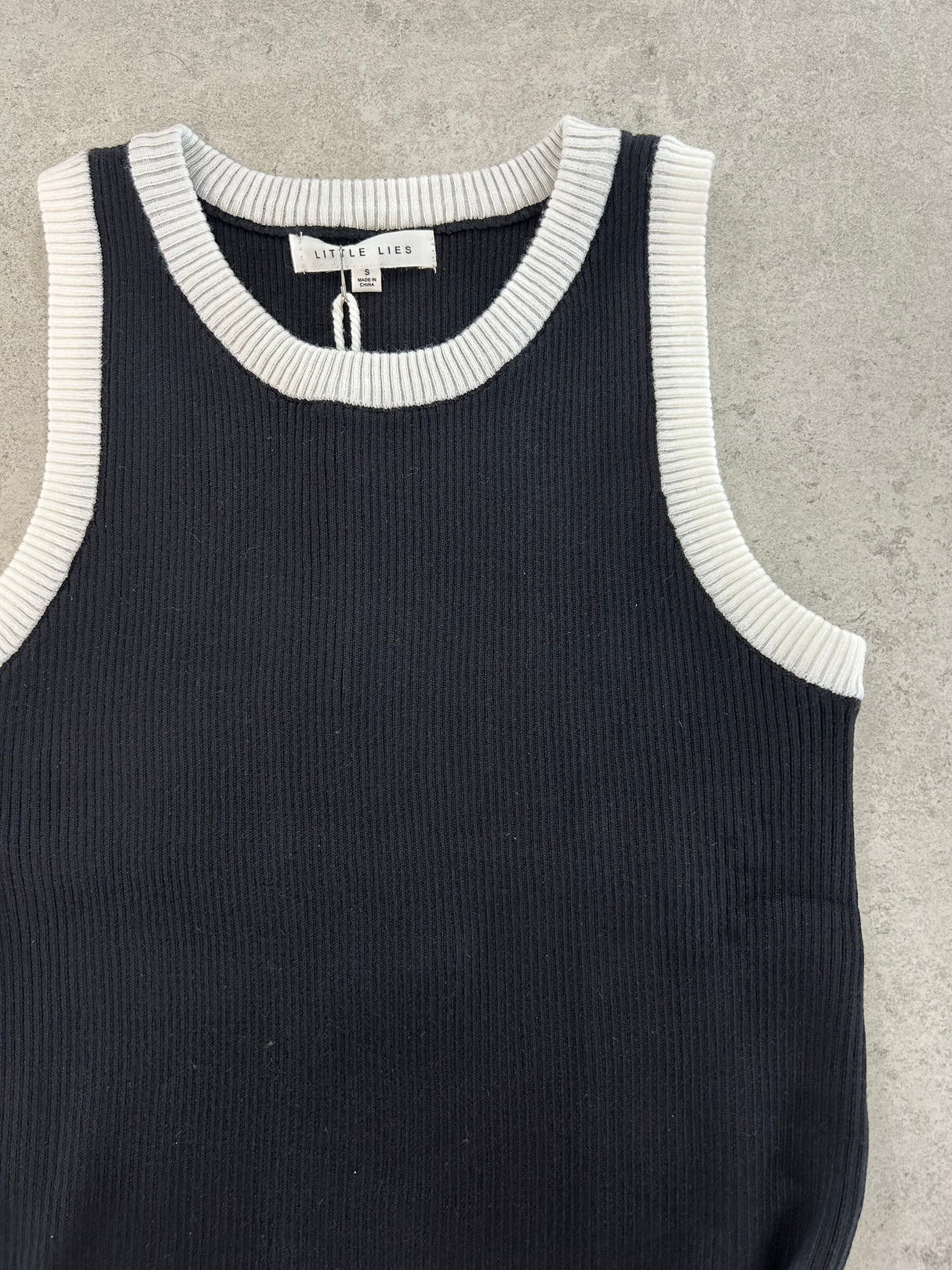 Contrast Bind Ribbed Tank