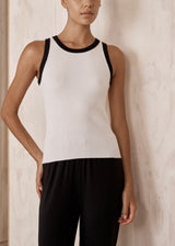 Contrast Bind Ribbed Tank