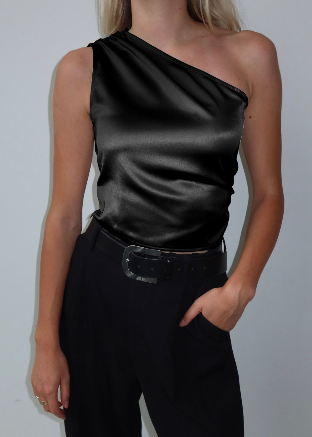 Satin One Shoulder Top