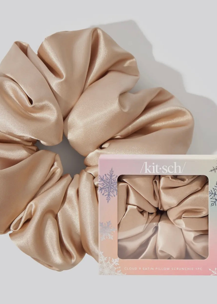 Holiday Cloud 9 Satin Pillow Scrunchie 1pc - Champagne