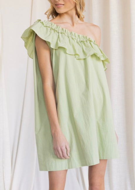 Pistachio One Shoulder Dress