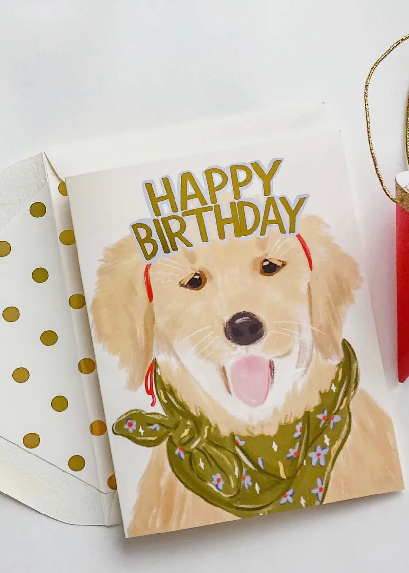 Happy Birthday Golden Retriever Card