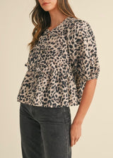 Sienna Leopard Tie Front Top