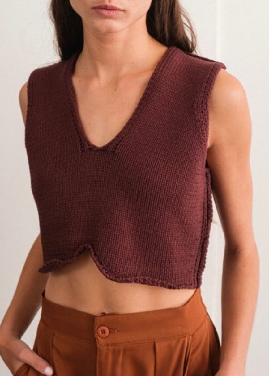 Annabella V-Neck Cropped Vest