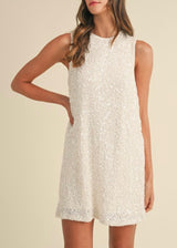 Sonja Sequin Shift Dress with Back Tie