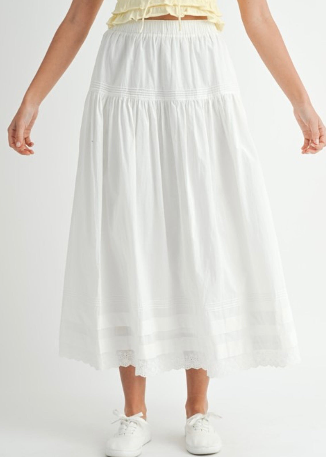 Winnie Eyelet Midi Skirt