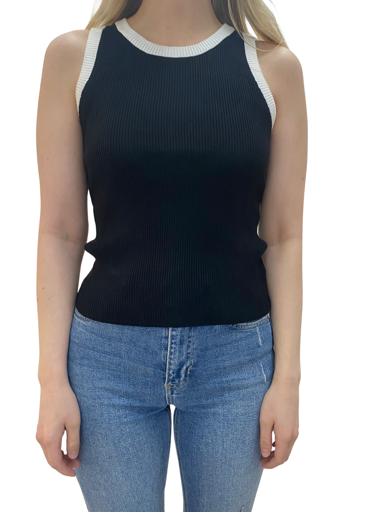 Contrast Bind Ribbed Tank